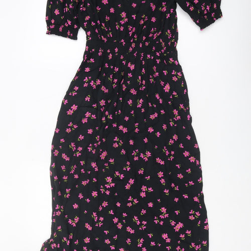 John Lewis Women's Black Floral Midi Dress