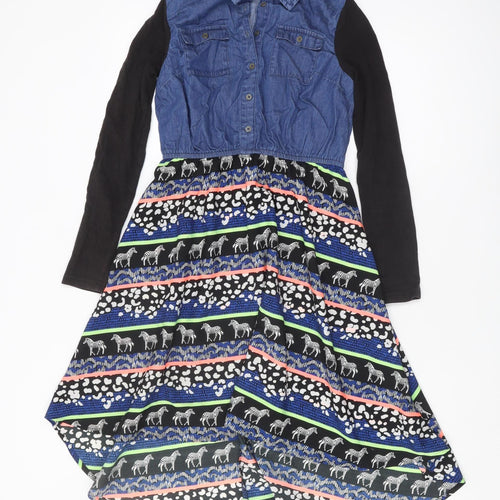 Blue Zoo Girls Animal Print Shirt Dress, Size 14, Casual Fun