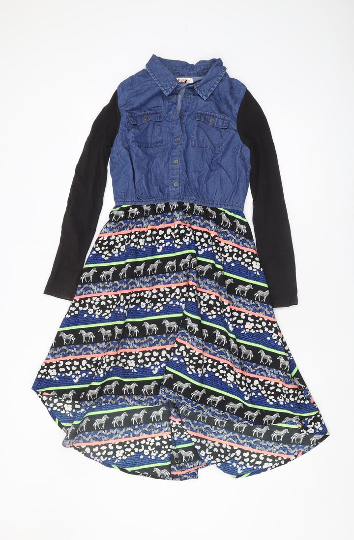 Blue Zoo Girls Animal Print Shirt Dress, Size 14, Casual Fun