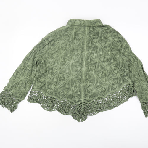 Apricot Women's Green Crochet Collared Blouse M/L