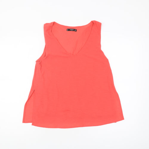 Mango Women's Red Sleeveless V-Neck Tank Top