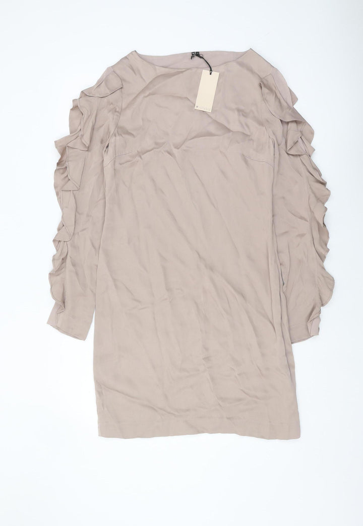 ST Studio Beige Long Sleeve Ruffle Dress Size 8