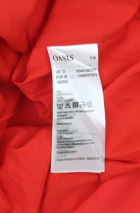 Oasis Women's Red Midi Dress, Size 12, Off-Shoulder, Polyester