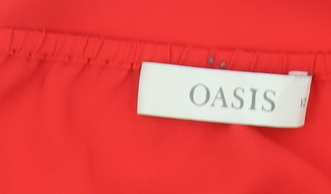 Oasis Women's Red Midi Dress, Size 12, Off-Shoulder, Polyester