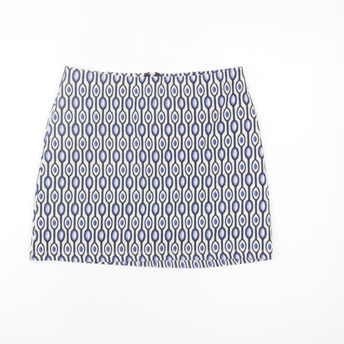 H&M Divided Women's Blue Geometric Pencil Skirt Size 12