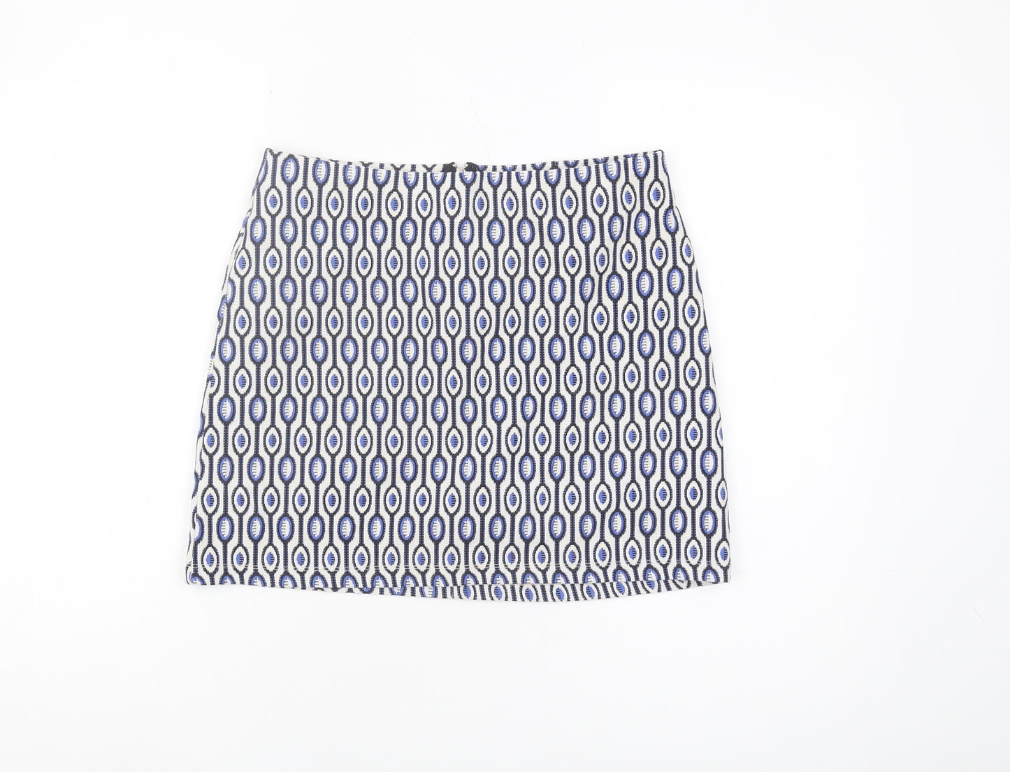 H&M Divided Women's Blue Geometric Pencil Skirt Size 12