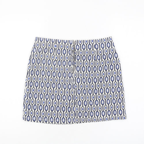 H&M Divided Women's Blue Geometric Pencil Skirt Size 12