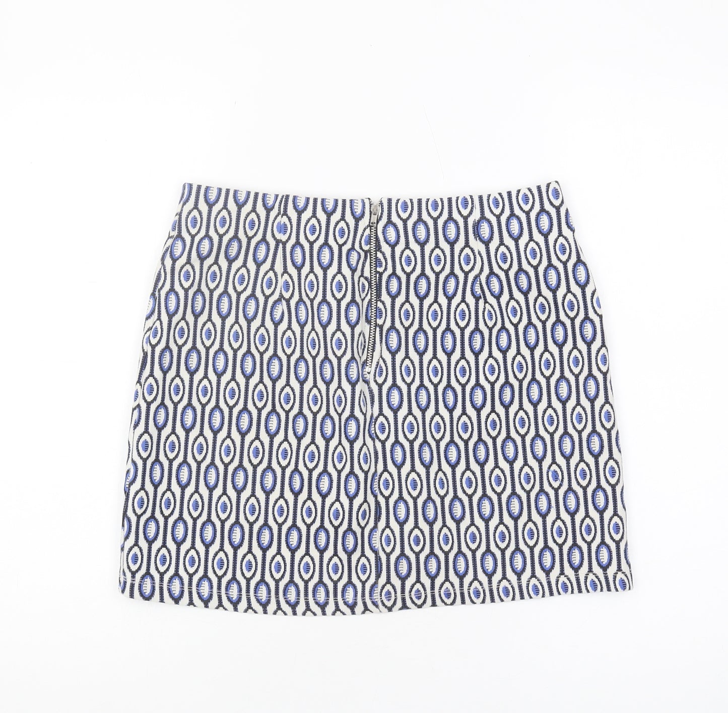 H&M Divided Women's Blue Geometric Pencil Skirt Size 12