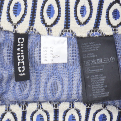 H&M Divided Women's Blue Geometric Pencil Skirt Size 12