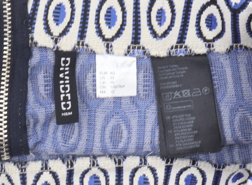 H&M Divided Women's Blue Geometric Pencil Skirt Size 12
