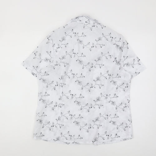 Damart Women's White Floral Button-Up Shirt Size 12