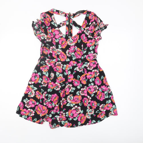 River Island Women's Black Floral Playsuit Size 8