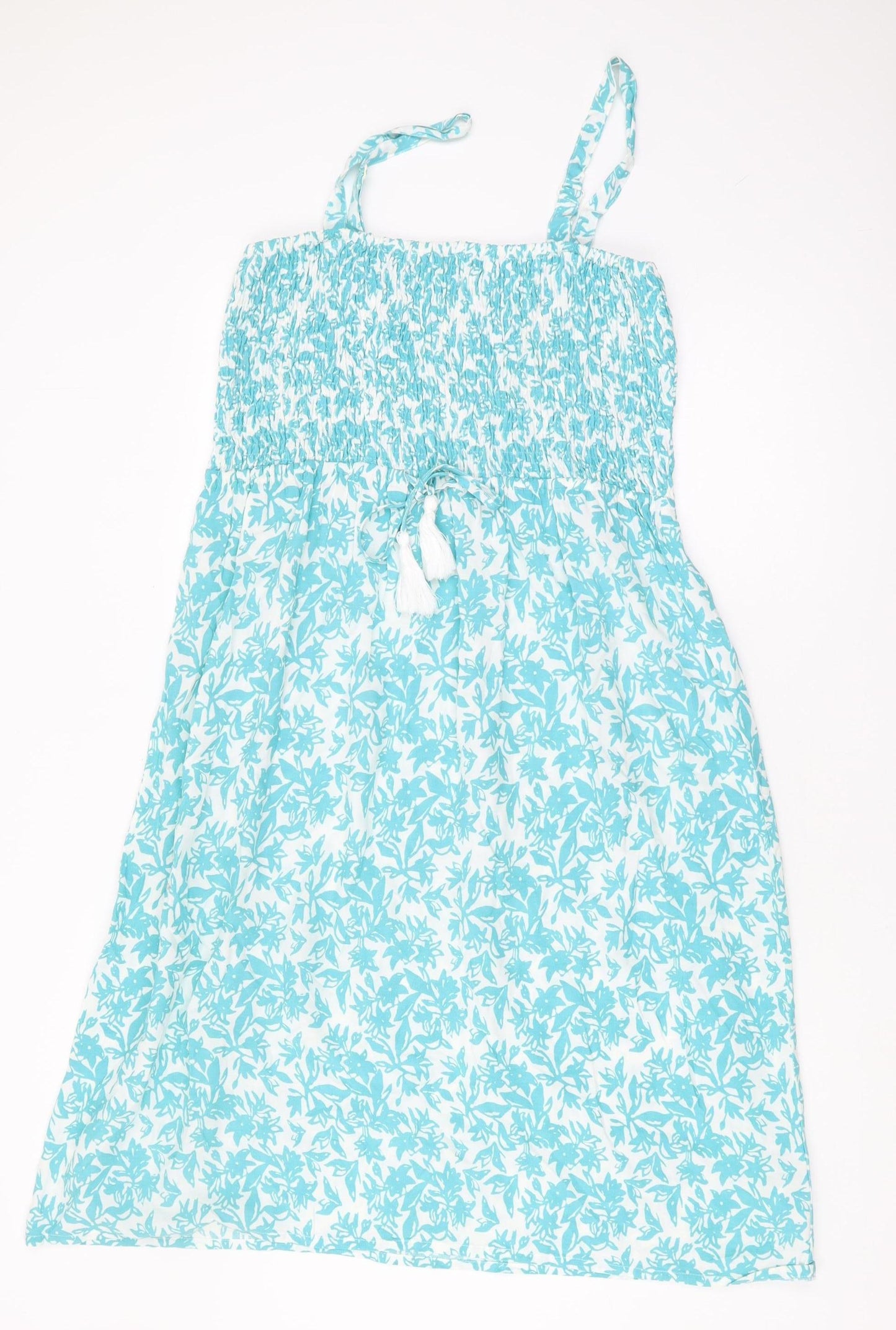 Damart Women's Blue Floral Sleeveless Dress Size 14