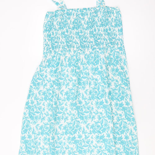 Damart Women's Blue Floral Sleeveless Dress Size 14