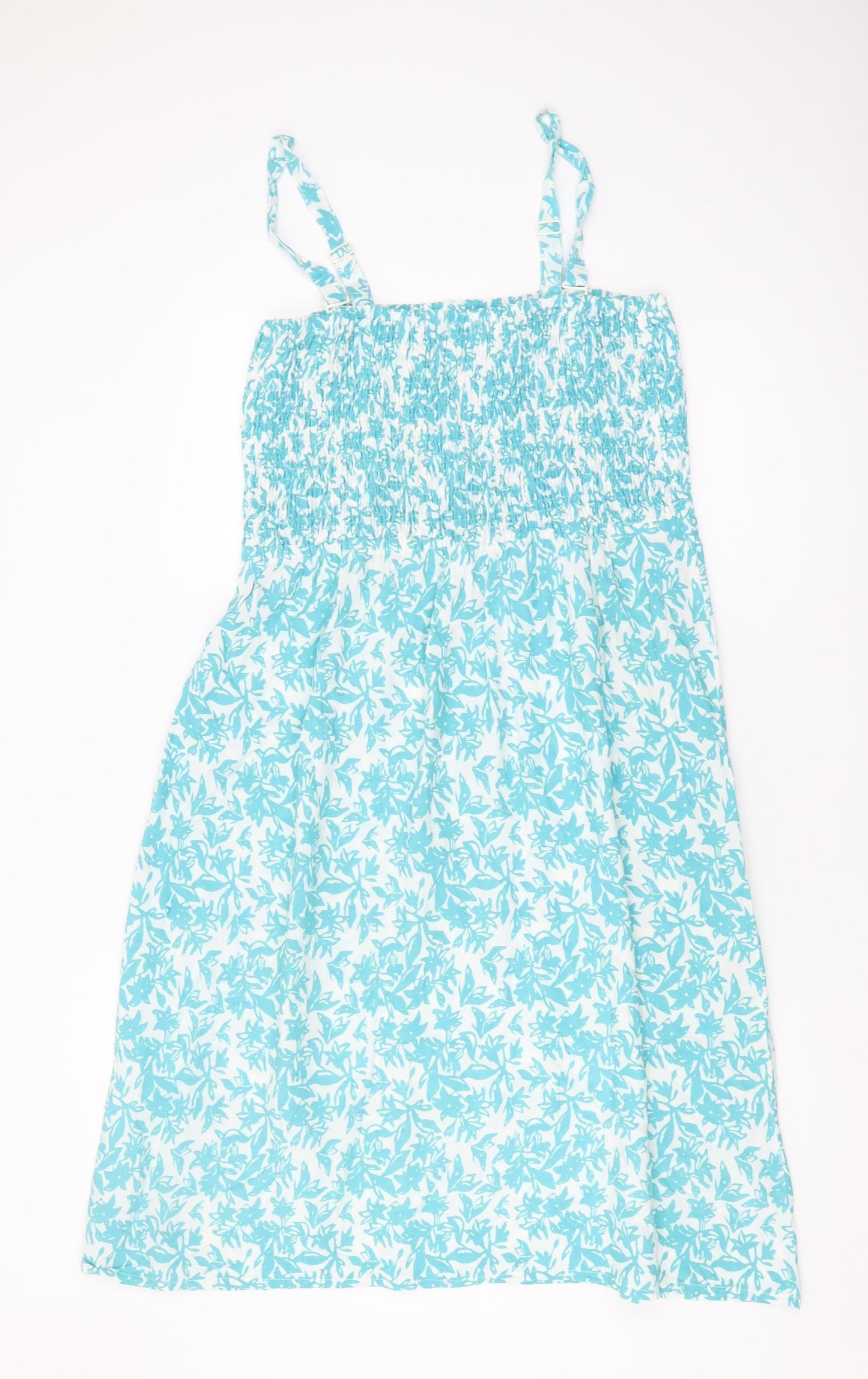 Damart Women's Blue Floral Sleeveless Dress Size 14