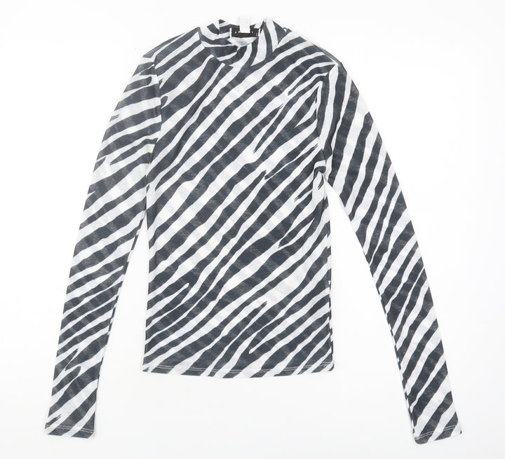 Topshop Women's Zebra Print Long Sleeve Top, Size 8