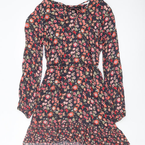 Next Women's Multicoloured A-Line Floral Dress Size 10