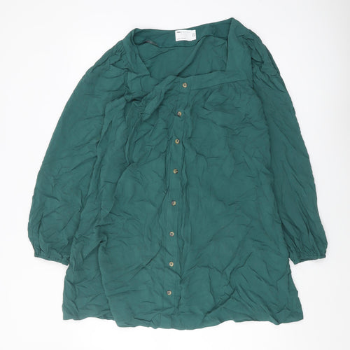 ASOS Women's Green Button-Up 3/4 Sleeve Dress