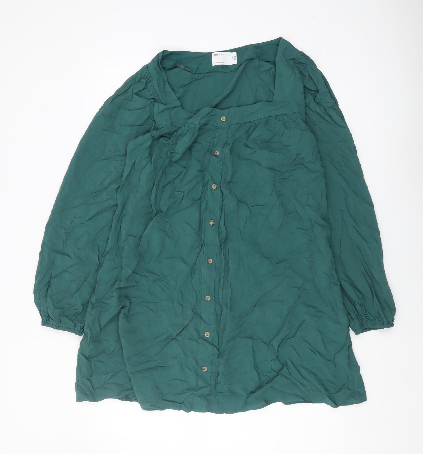 ASOS Women's Green Button-Up 3/4 Sleeve Dress