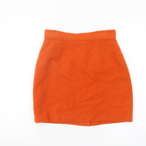 Simply Classic Women's Orange Wool Pencil Skirt 12
