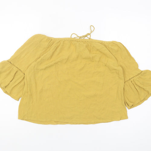 New Look Women's Yellow Off-Shoulder Peasant Blouse, Size 6