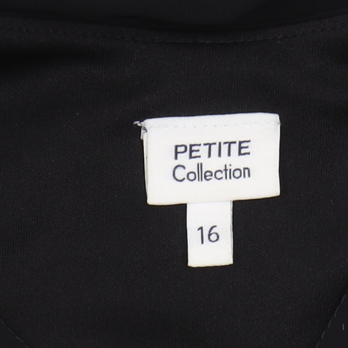 Debenhams Women's Black Petite Beaded Long V-Neck Dress Size 16