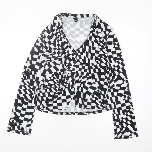 River Island Women's V-Neck Geometric Blouse Size 10