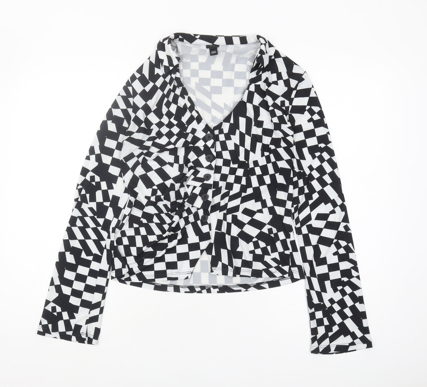 River Island Women's V-Neck Geometric Blouse Size 10