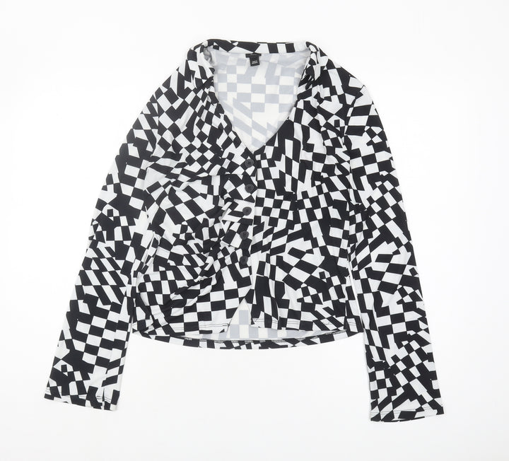 River Island Women's V-Neck Geometric Blouse Size 10