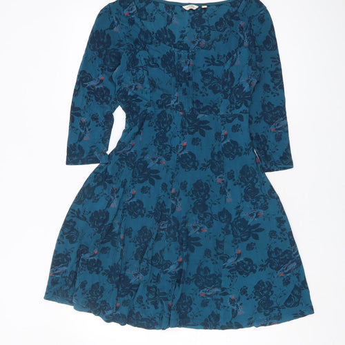 FatFace Women's Blue Floral Casual Dress, Size 12