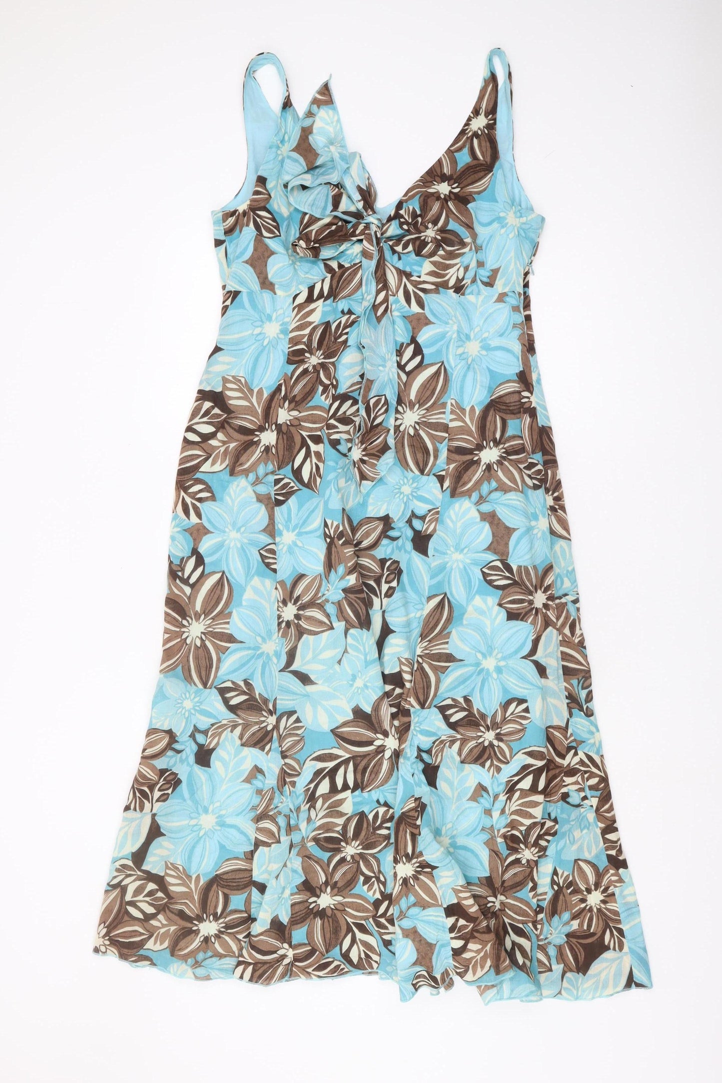 Per Una Women's Blue/Brown Floral Strappy Dress, Size 12