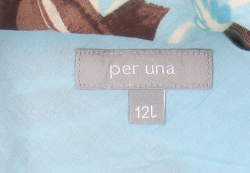 Per Una Women's Blue/Brown Floral Strappy Dress, Size 12