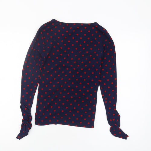 Stradivarius Women's Blue Polka Dot Long Sleeve Top S