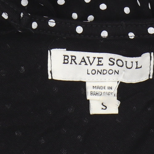Brave Soul Women's Black Polka Dot Cotton Tank Top S