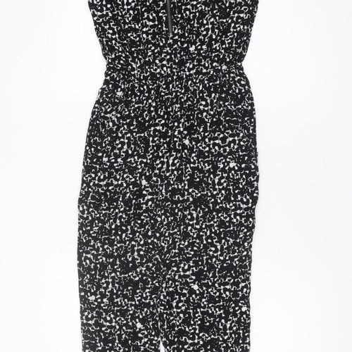 Marks and Spencer Women's Black Geometric Jumpsuit Size 8