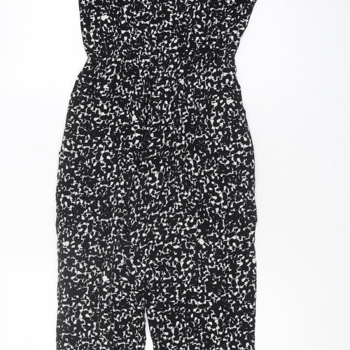 Marks and Spencer Women's Black Geometric Jumpsuit Size 8