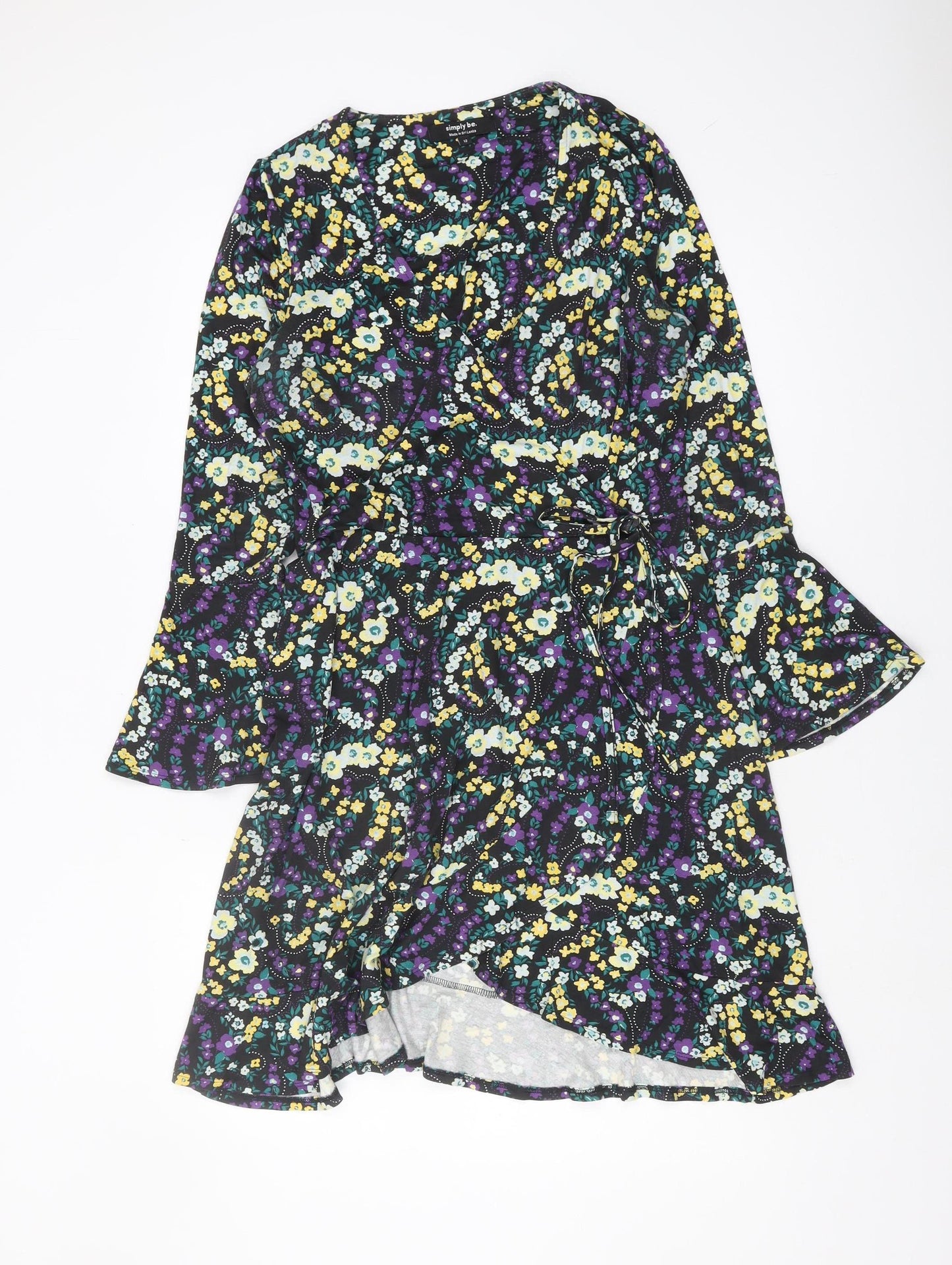 Simply Be Women's Multicoloured Floral Wrap Dress Size 12