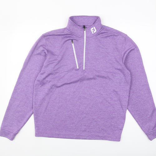 FJ Unisex Purple Henley Sweatshirt M, Athletic Fit