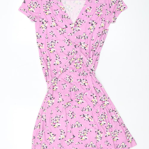 French Connection Women’s Pink Floral Wrap Dress, Size 8