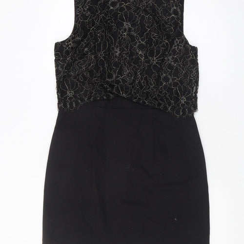 Monsoon Women’s Black Floral Embroidered Dress, Size 14