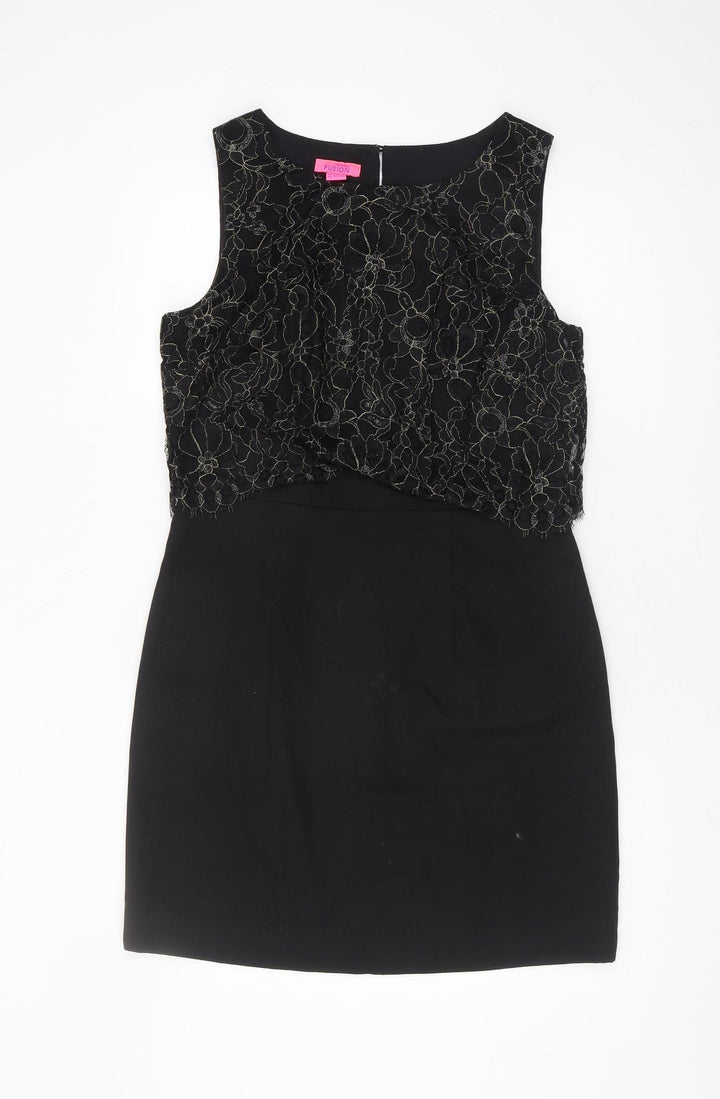 Monsoon Women’s Black Floral Embroidered Dress, Size 14
