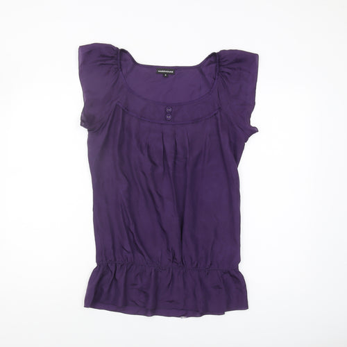 Warehouse Women's Purple Silk Blouse, Size 12