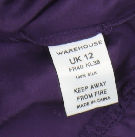 Warehouse Women's Purple Silk Blouse, Size 12