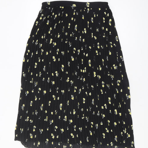 Boohoo Night Women's Black Pleated Floral Midi Skirt Size 12