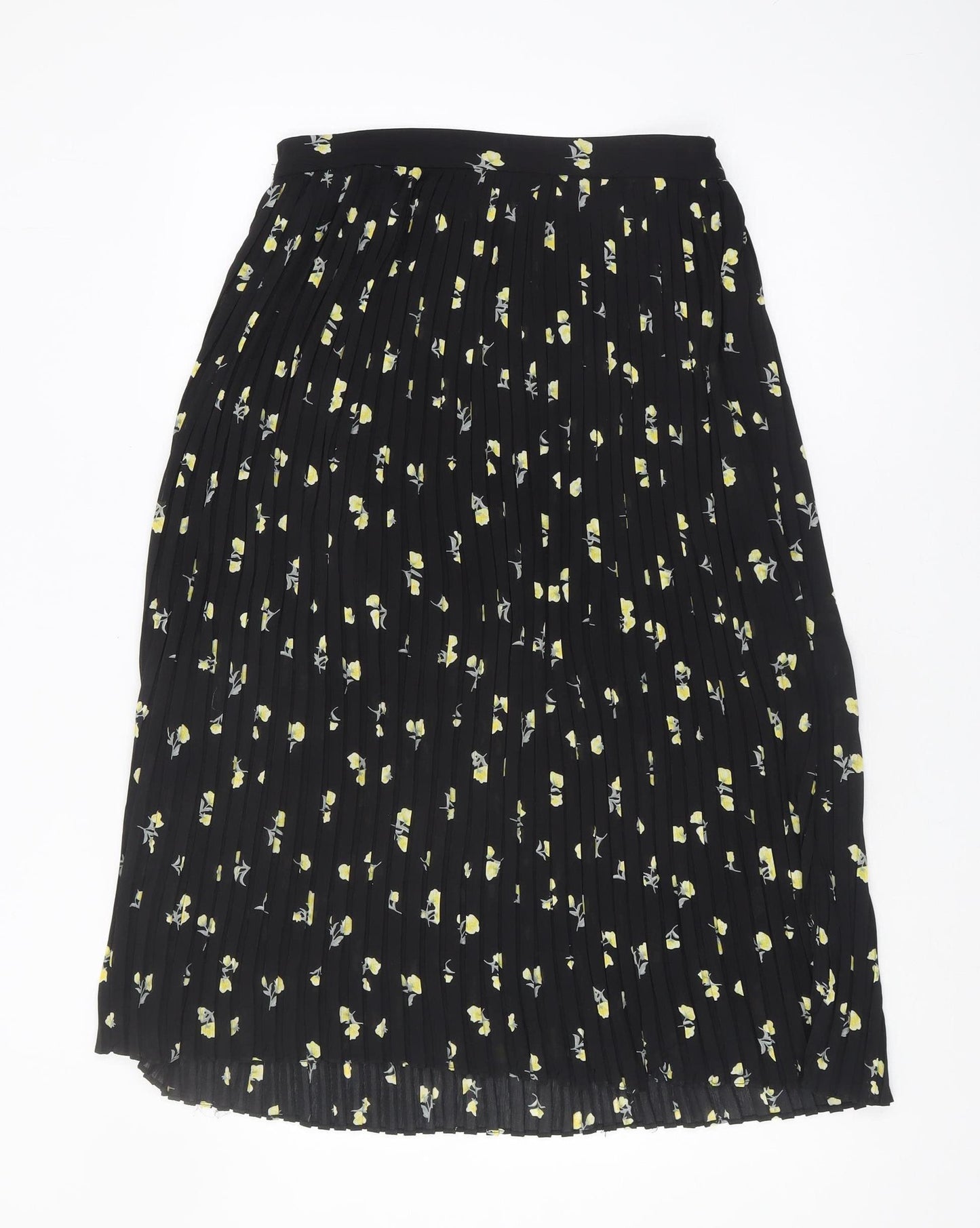 Boohoo Night Women's Black Pleated Floral Midi Skirt Size 12