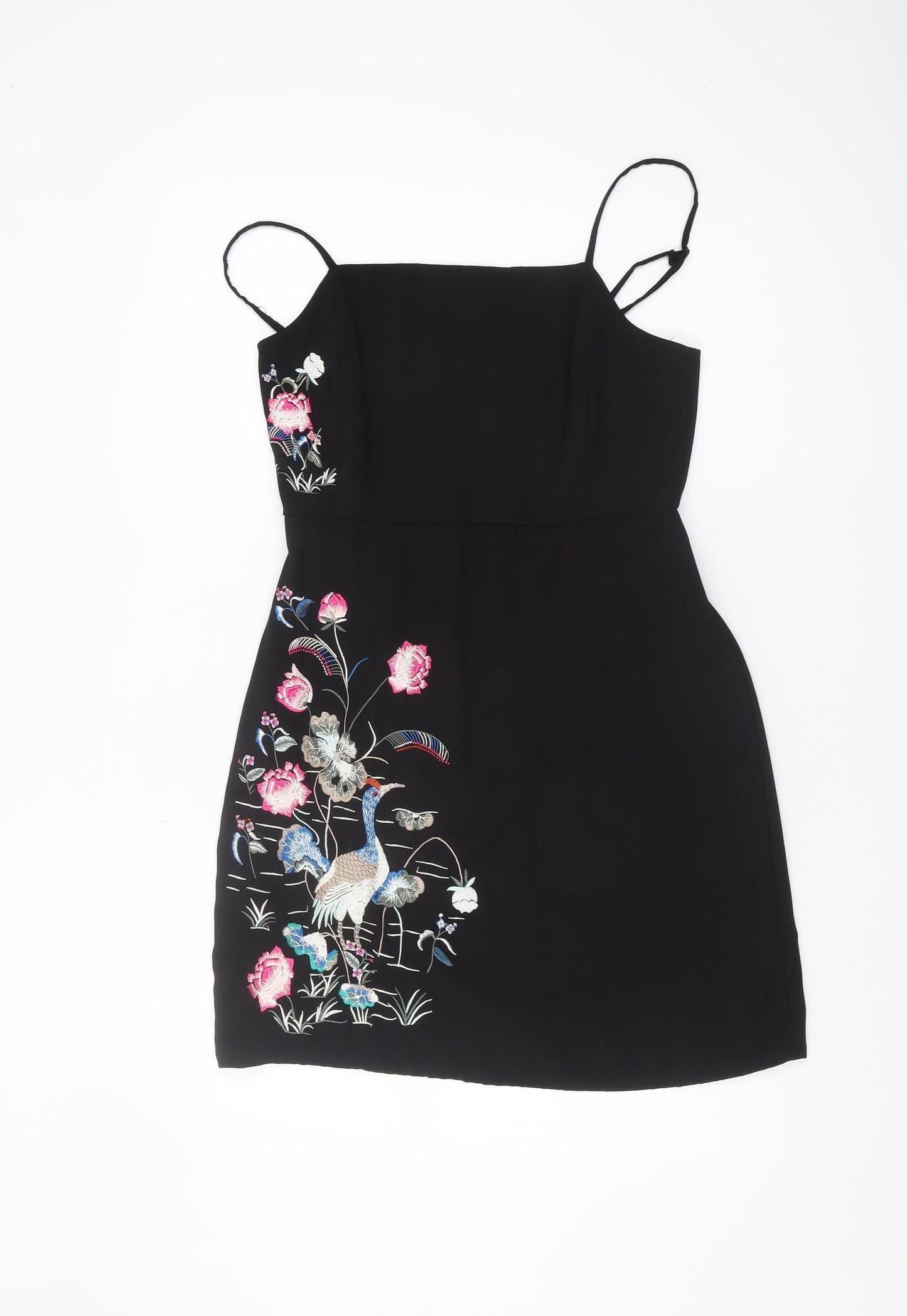 New Look Women's Black Floral Embroidered Dress Size 10