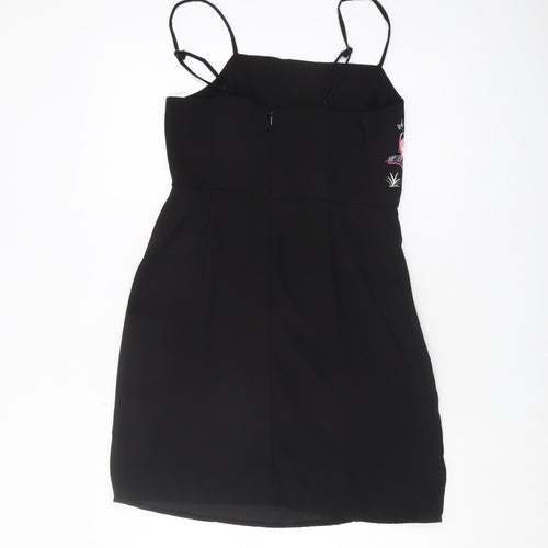 New Look Women's Black Floral Embroidered Dress Size 10