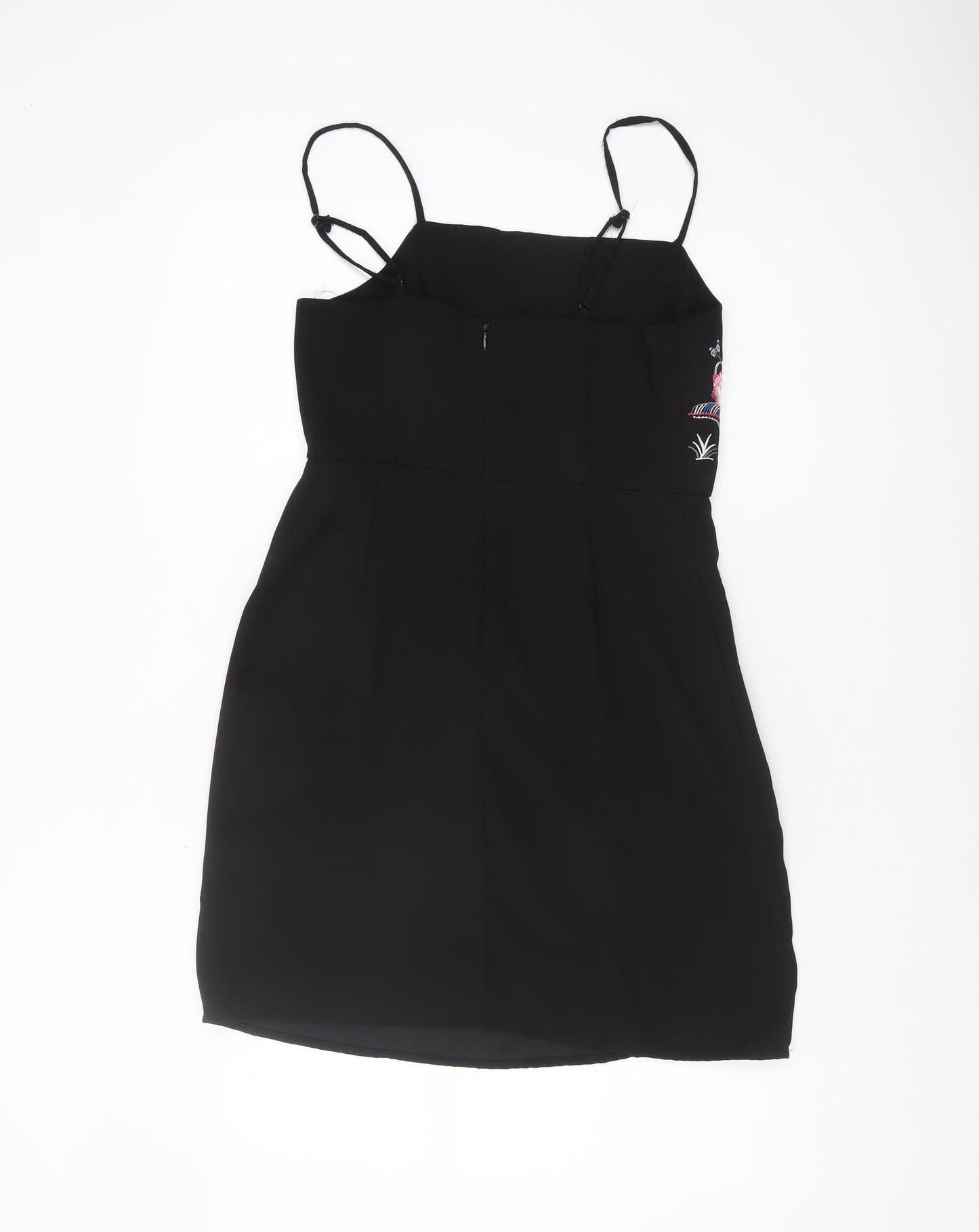 New Look Women's Black Floral Embroidered Dress Size 10
