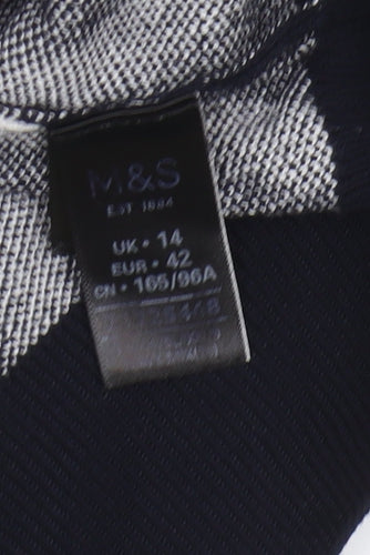 Marks and Spencer Women's Black Striped V-Neck Jumper