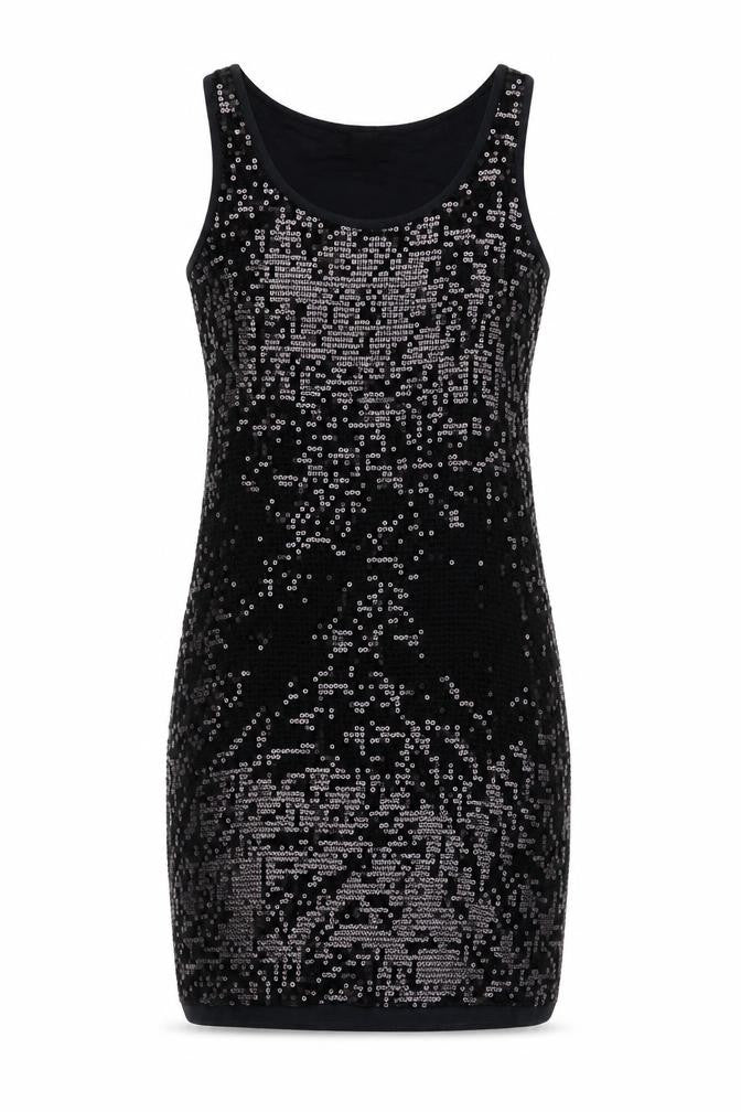Front view of ESPRIT Women's Black Sequin Tank Dress S
